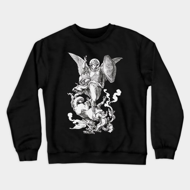 Saint Michael Fighting the Dragon Crewneck Sweatshirt by Beltschazar